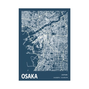 Osaka Blueprint Street Map, Osaka Colour Map Prints T-Shirt