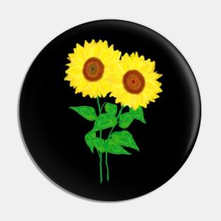 Sunflower Duo (Black Background) Pin