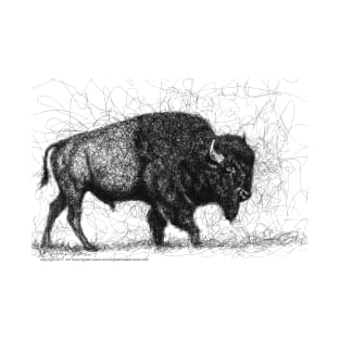 Roaming Buffalo Bison Scribble Art T-Shirt