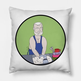 Elderly man washing the dishes Pillow