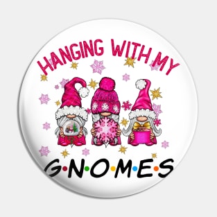 Funny Christmas Gnome Hanging With My Gnomies Family Pajamas Pin