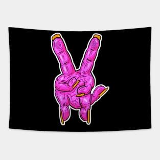 Zombie Fingers Peace Sign Pink Tapestry