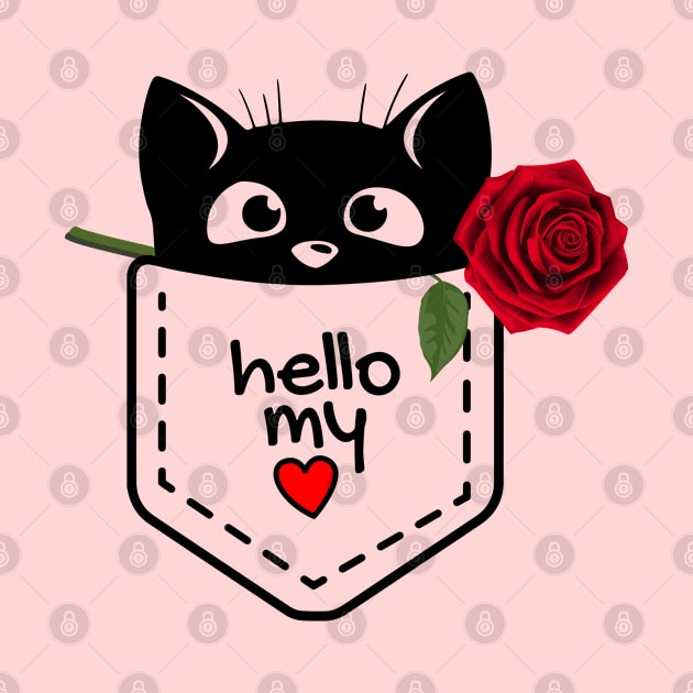 Sweet cute kitten in the pocket saying HELLO my Love / perfect gift for ALL by Yurko_shop