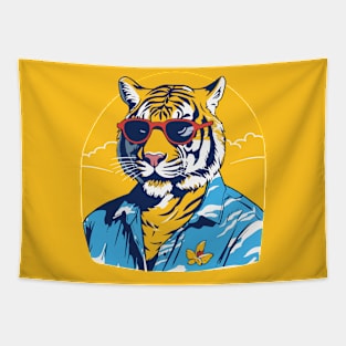 Tropical Roar: The Aloha Tiger Tapestry