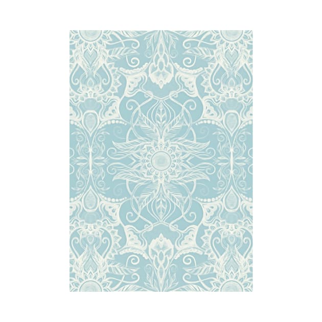 Floral Pattern in Duck Egg Blue & Cream by micklyn