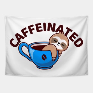 Cute Sloth On Cup Of Coffee Caffeinated Tapestry