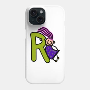 Letter R for girls alphabet Kids Colorful Cartoon Character Phone Case