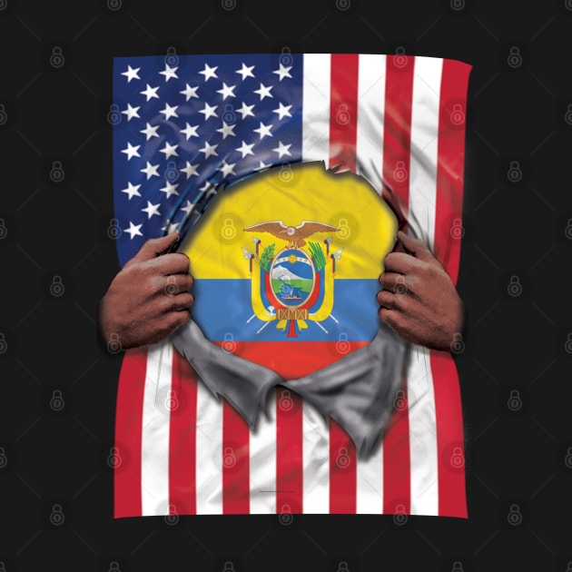 Ecuador Flag American Flag Ripped - Gift for Ecuadorian From Ecuador by Country Flags