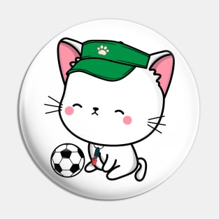 Angora Cat Playing Soccer Pin