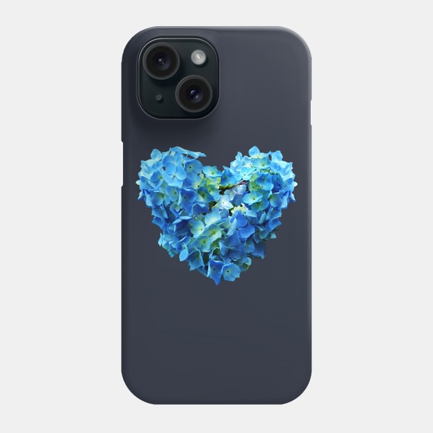 Hydrangeas - Blue Hydrangea Heart Phone Case by SusanSavad