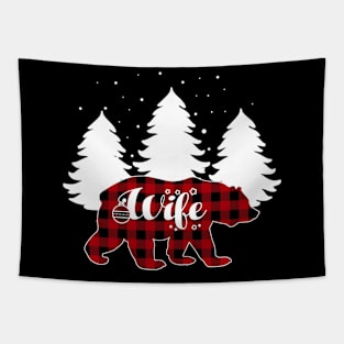 Wife Bear Buffalo Red Plaid Matching Family Christmas Tapestry