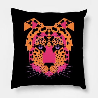 Cheetah Face, Orange and Pink Pillow