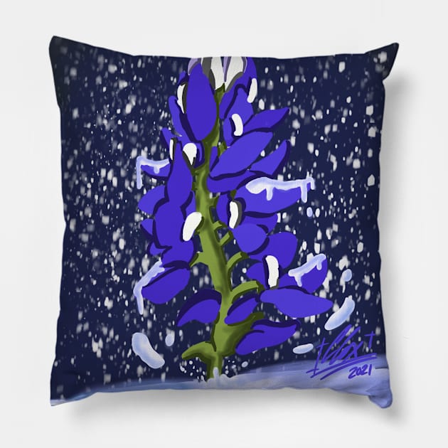 Texas Snowmageddon- Bluebonnet Pillow by ClaytoniumStudios94