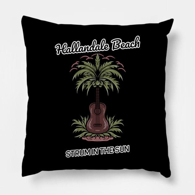 Strum in the Sun at Hallandale Beach, Florida Pillow by Be Yourself Tees