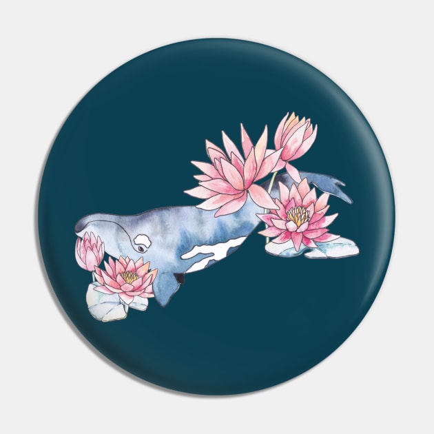 Whales and Water Lilies Pin by Gingerlique