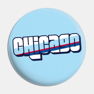 Retro Chicago Word Art with Stripes CHI Pin