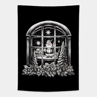 Santa Claus Night Scene Window Pictures for Chalk Marker Tapestry