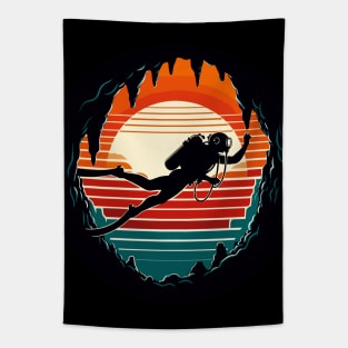 Retro Cave Diving Explore Tapestry