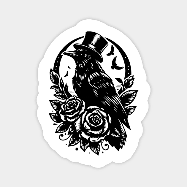 the raven with hat Magnet by lkn