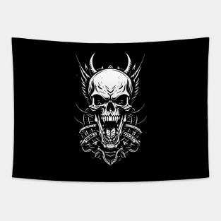 Skull Face Ink Artwork Tapestry