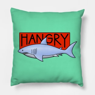 Hangry Shark Blue Pillow