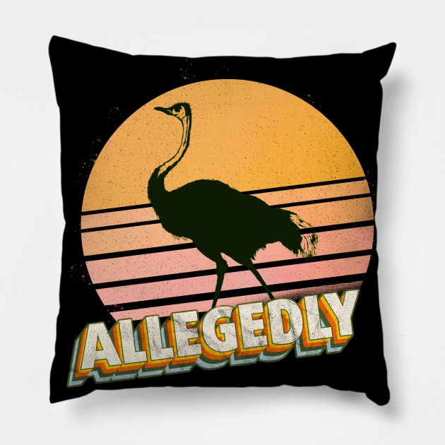 Allegedly Ostrich Retro Flightless Bird Lover Vintage Pillow by benyamine