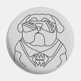 Bulldog in a black suit Pin