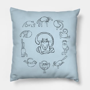 Yoga Cats black Pillow