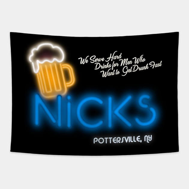 Nicks Bar Pottersville NY Tapestry by darklordpug