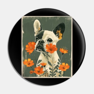 French Bulldog Flowers Photo Art Design For Dog Onwer Pin
