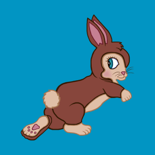 Running Brown and Tan Easter Bunny Rabbit T-Shirt