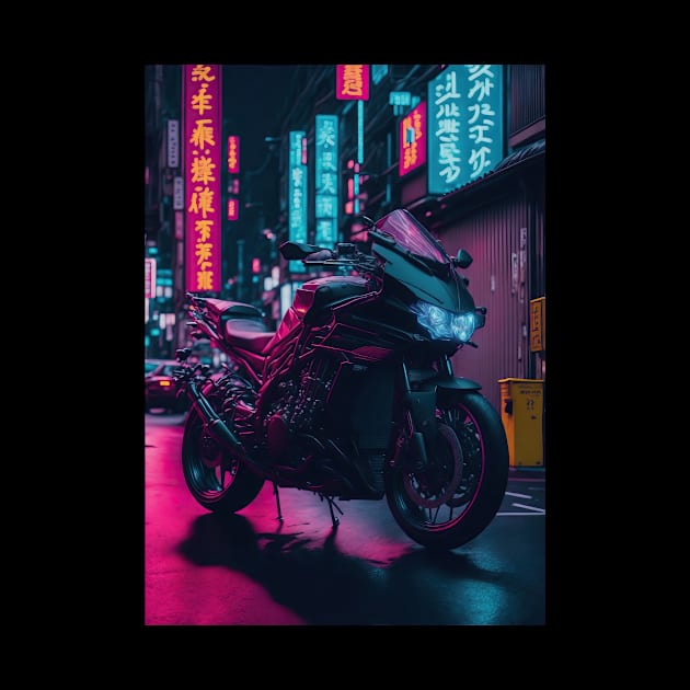 Neon Speedster: Motorcycle Majesty in a Japanese Metropolis by star trek fanart and more