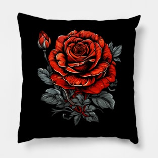 Vintage Red Rose Pillow