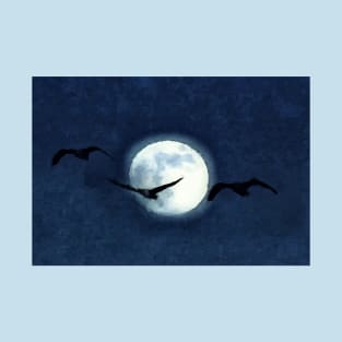 Geese Flying Under a Full Moon T-Shirt