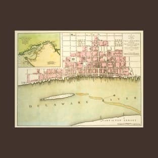 Antique Map of Philadelphia,  Pennsylvania by Benjamin Easburn T-Shirt