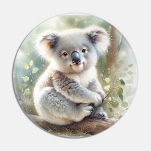 Eucalyptus Dreams: Serene Koala Watercolor Pin