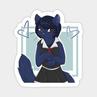 Shy Black Cat Girl Magnet