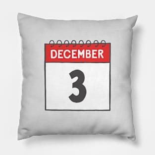 December 3rd Daily Calendar Page Illustration Pillow