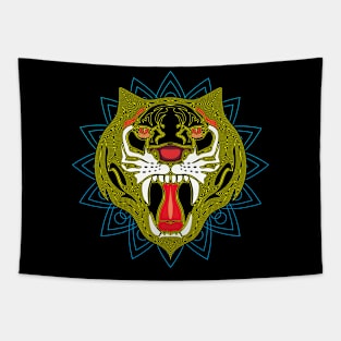 Polygonal Yellow Tiger Tapestry