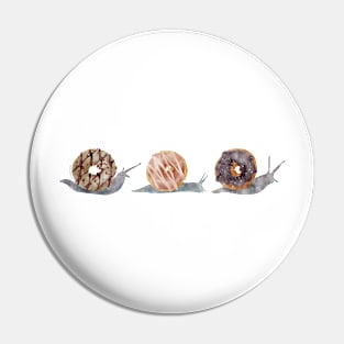 Toasted Mauve Donut Snails Watercolor Pin