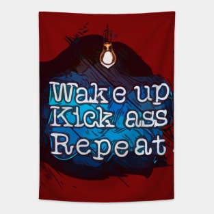 Runner , Wake up, kick, repeat motivation Tapestry