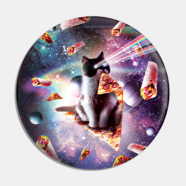 Outer Space Pizza Cat - Rainbow Laser, Taco, Burrito Pin by Random Galaxy