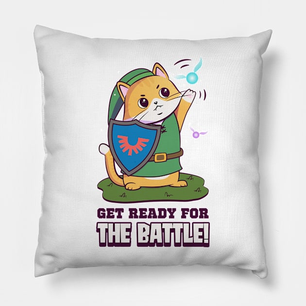 Funny Cute Cat Gamer Pillow by Tip Top Tee's