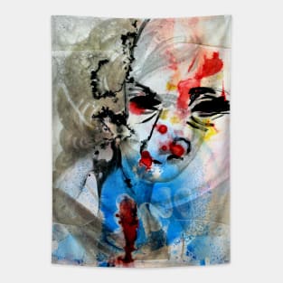 Abstract Ink Painting Portrait Tapestry
