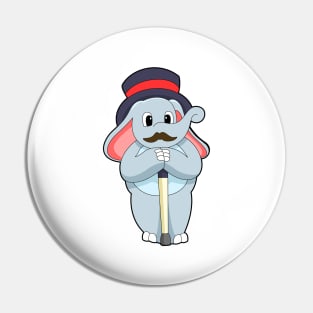 Elephant as Gentleman with Hat & Walking stick Pin