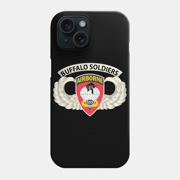 Airborne Badge - 555th Parachute Infantry Bn - SSI w  Buffalo Soldiers Tab X 300 Phone Case by twix123844