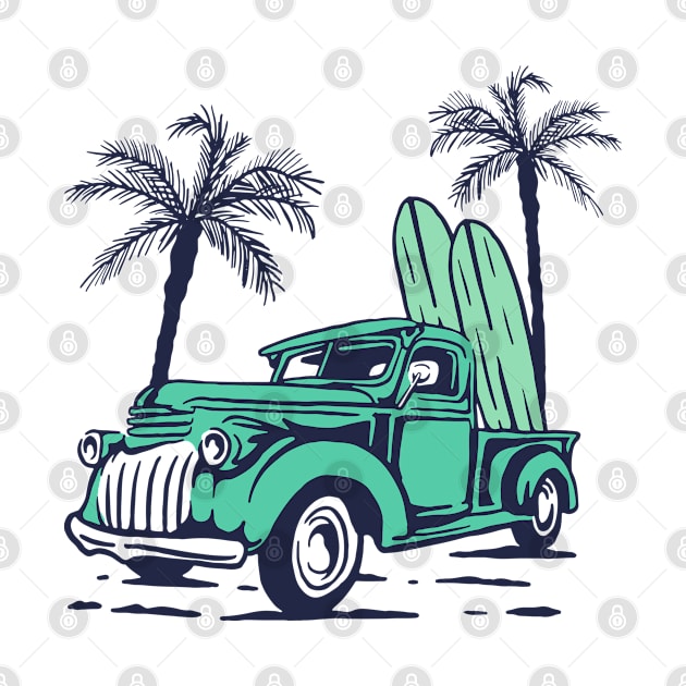 classic car - beach life - surfing life - hawaii - summer best gift ida - vintage car by Mosklis