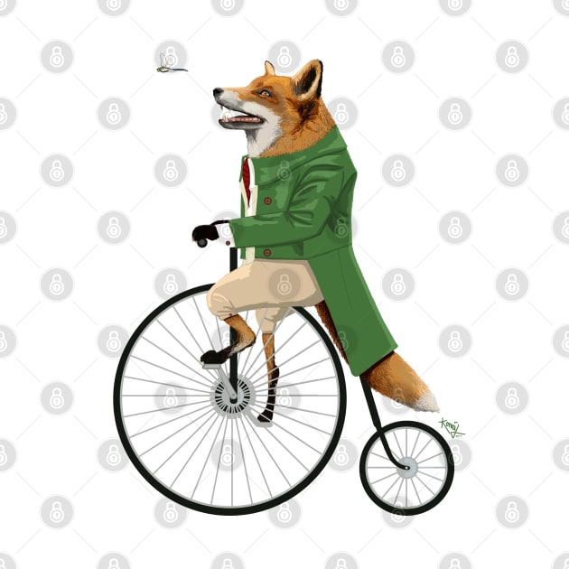 Fox riding bike in chase of dragonfly by konnijensen