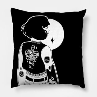 Snake Bomber Jacket Girl Pillow