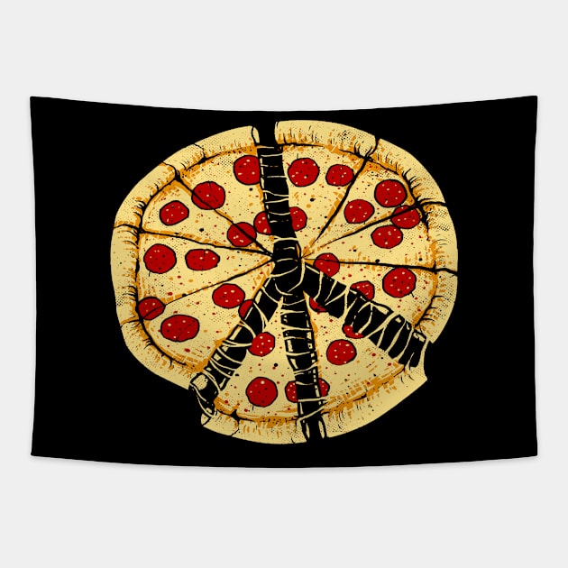 Pizza Peace Sign Pasta Lover Gift Tapestry by Foxxy Merch